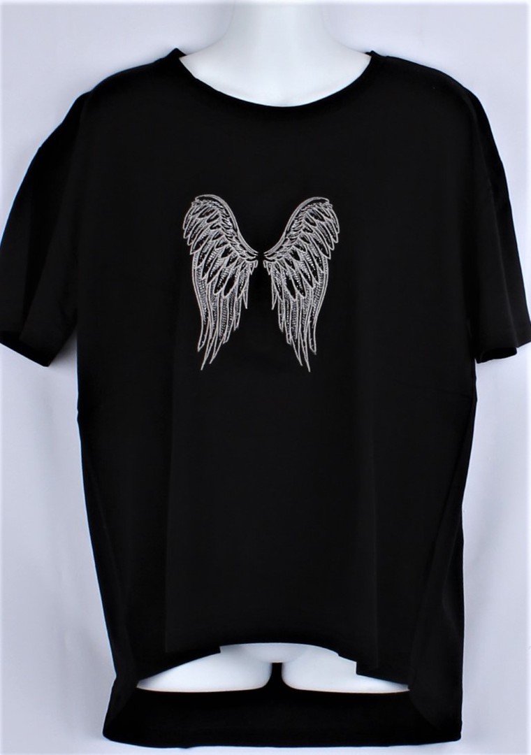 Alice & Lily embroidered T- Shirt angel black STYLE : AL/TS-ANGEL/BLK - SIZES: S/M/L image 0